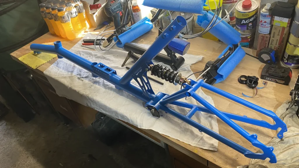 Rear fork in place